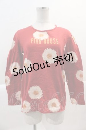 画像: PINK HOUSE / ロゴ&花pt長袖Tシャツ  レッド I-25-01-26-016-LO-TS-HD-ZI