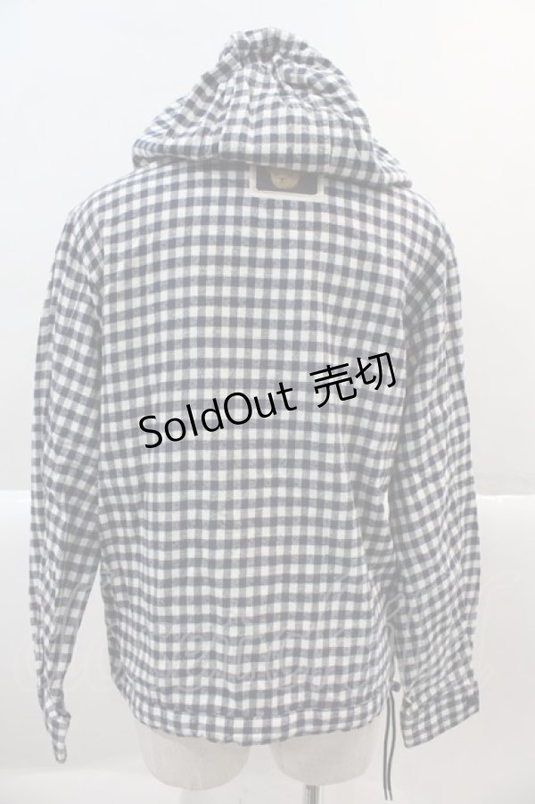 画像2: PINK HOUSE / ギンガムチェックかおくまワッペンフードトップス  ネイビー I-25-01-26-028-LO-TO-HD-ZY (2)