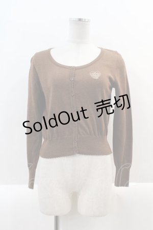 画像: Emily Temple cute / ハートロゴ刺繍ラメニットカーディガン  ブラウンＸゴールド I-25-02-04-071-ET-TO-HD-ZI