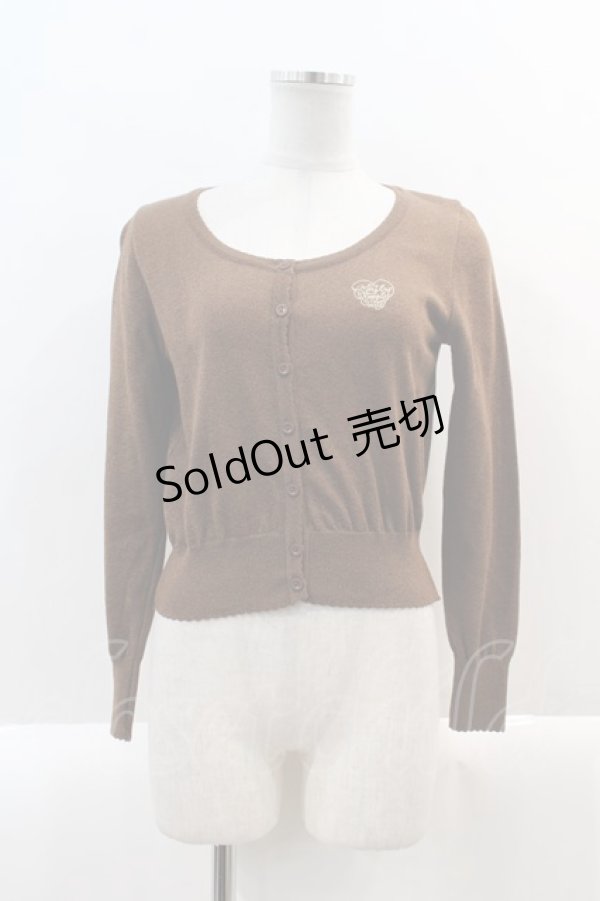 画像1: Emily Temple cute / ハートロゴ刺繍ラメニットカーディガン  ブラウンＸゴールド I-25-02-04-071-ET-TO-HD-ZI (1)