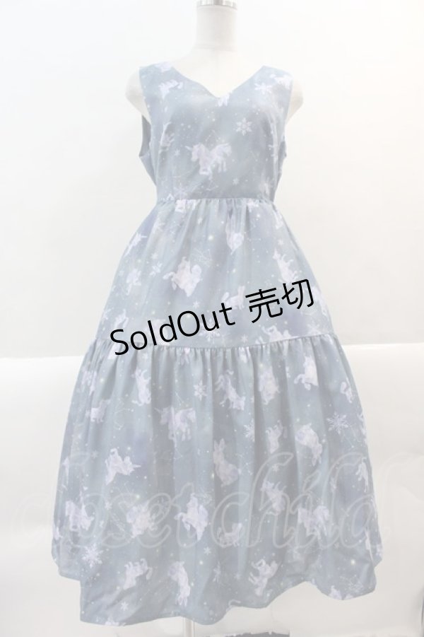 画像1: axes femme POETIQUE / リボン付アイスクリスタルワンピース  ブルー I-25-02-07-069-AX-OP-HD-OS (1)