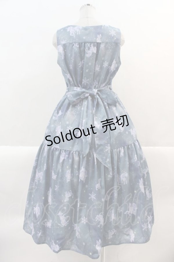 画像2: axes femme POETIQUE / リボン付アイスクリスタルワンピース  ブルー I-25-02-07-069-AX-OP-HD-OS (2)