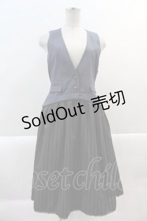 画像: axes femme POETIQUE / ベストレイヤード風ワンピース M ブルー I-25-02-07-073-AX-OP-HD-ZI