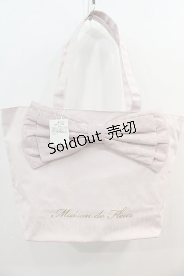 画像1: Maison de FLEUR / ビッグレースリボントートバッグ  ピンク I-25-02-07-122-LO-ZA-HD-ZI (1)