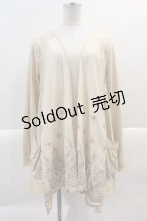 画像: axes femme / バラレース刺繍ロングカーディガン M キナリ I-25-02-07-037-AX-TO-HD-ZI