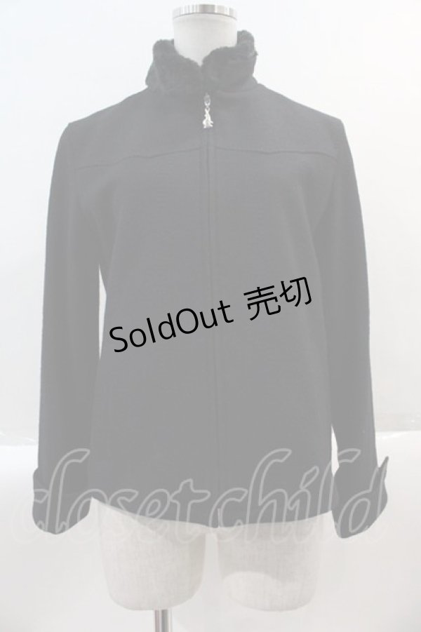 画像1: 【SALE】INGEBORG / ファー襟ウサギチャーム付きZIPブルゾン M ブラック I-25-02-09-068-LO-JA-HD-ZT-C018 (1)