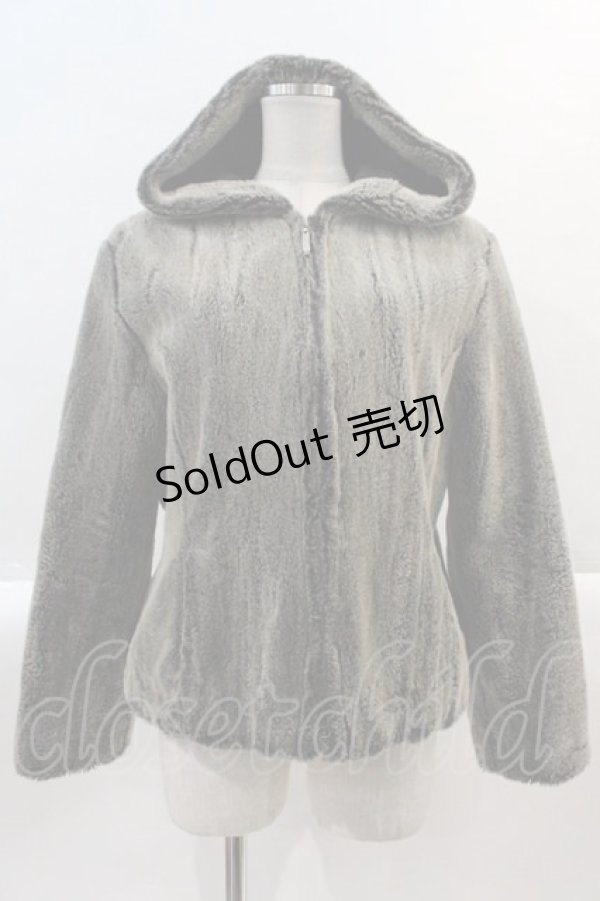 画像1: INGEBORG / フェイクファーショートジャケット M グレー I-25-02-09-073-LO-JA-HD-ZT-C018 (1)