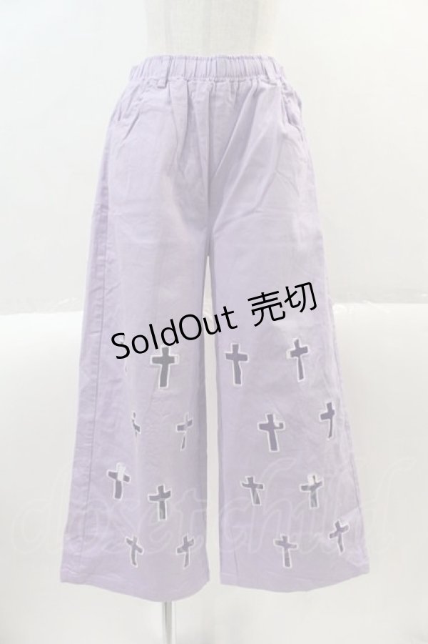 画像1: LISTEN FLAVOR / クロスくり抜きワイドパンツ  ラベンダー I-25-02-09-083-PU-PA-HD-ZI (1)