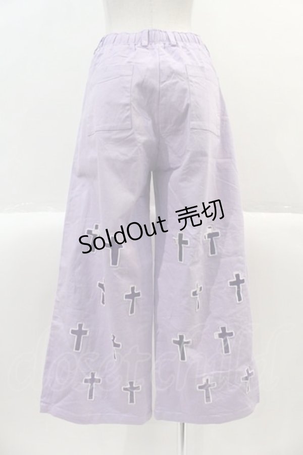 画像2: LISTEN FLAVOR / クロスくり抜きワイドパンツ  ラベンダー I-25-02-09-083-PU-PA-HD-ZI (2)