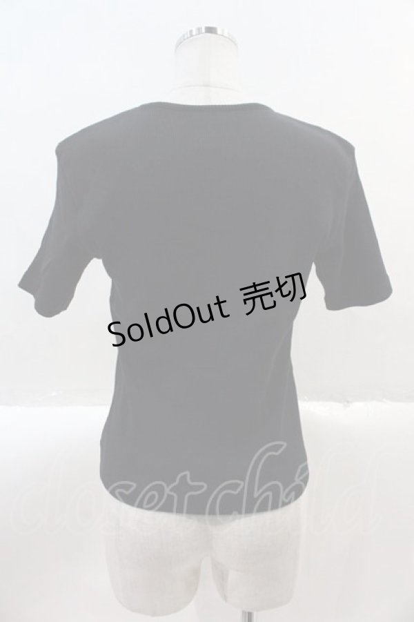 画像2: INGEBORG / ロゴ刺繍リブ半袖Tシャツ  ブラック I-25-02-09-036-LO-TS-HD-ZI (2)