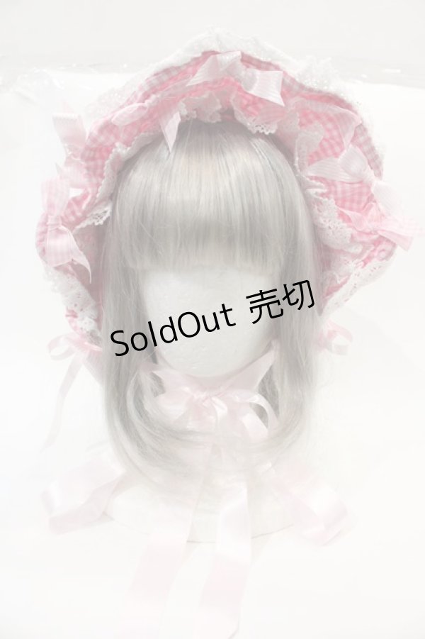 画像2: BABY,THE STARS SHINE BRIGHT / Sweet Gingham Dollボンネット  ピンクＸ白 I-25-02-11-095-BA-AC-HD-ZI (2)