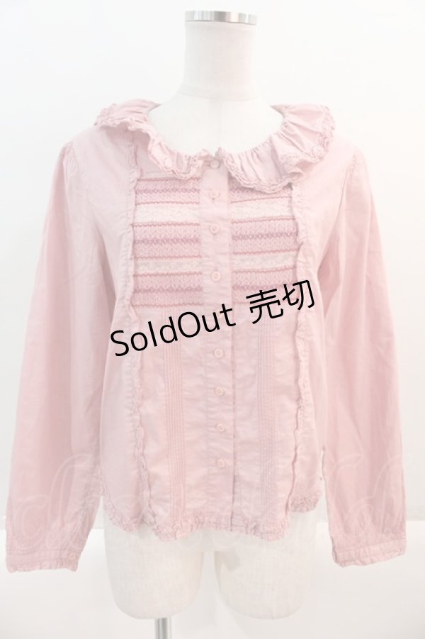 画像1: PINK HOUSE / フリル襟刺繍&レースブラウス  ピンク I-25-02-11-025-LO-BL-HD-ZT040 (1)