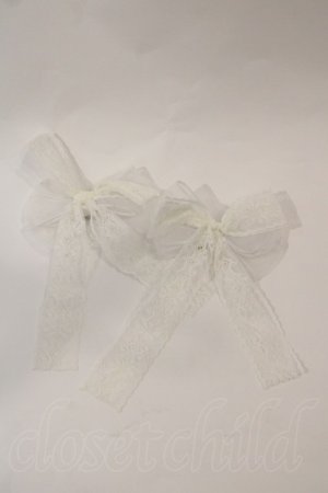 画像: LOLITAその他(お買取対象外) / チュールレースリボン2WAYクリップセット  白 I-25-03-02-050-LO-AC-HD-ZT437