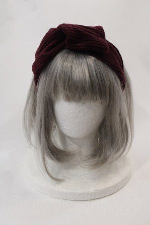 画像: MARBLE / コーデュロイ風リボンヘアバンド  ボルドー I-25-03-02-062-GO-AC-HD-ZI