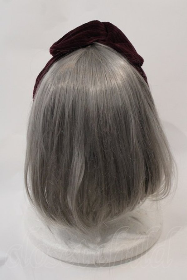 画像2: MARBLE / コーデュロイ風リボンヘアバンド  ボルドー I-25-03-02-062-GO-AC-HD-ZI (2)