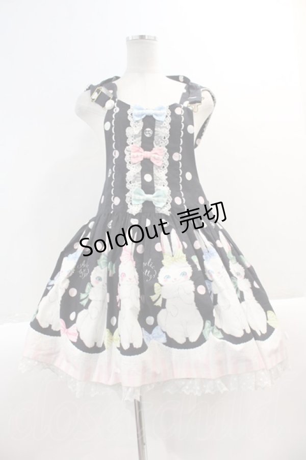 画像1: Angelic Pretty / マシュマロバニーサロペット  黒 I-25-03-02-027-AP-OP-HD-ZI (1)