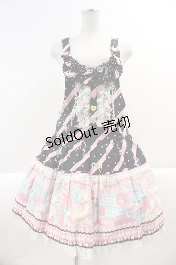 画像1: Angelic Pretty / MELODY TOYSサロペット(2014)  黒 I-25-03-02-029-AP-OP-HD-ZI (1)