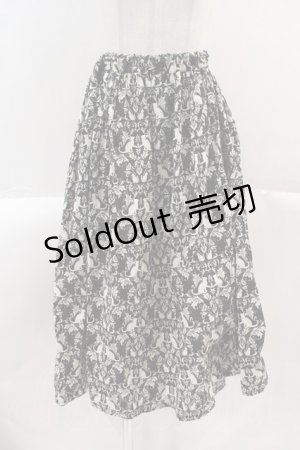 画像: Physical Drop / シルエットネコ柄スカート  黒Ｘ白 I-25-03-02-041-LO-SK-HD-ZI