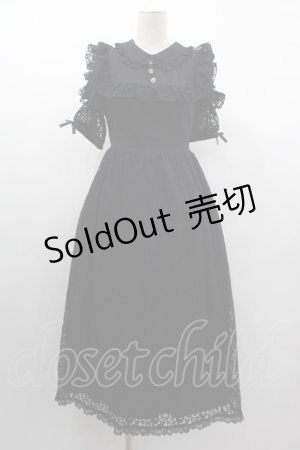 画像: DearMyLove / セーラーレースヨークフリルワンピース L 黒Ｘ白チェック I-25-03-05-053-EL-OP-HD-ZI
