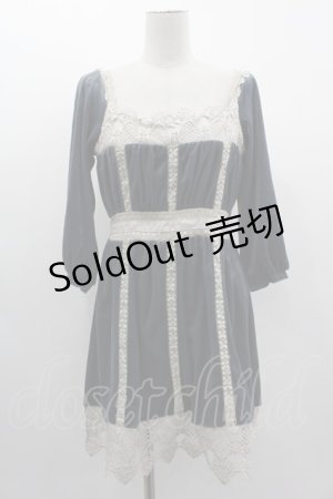 画像: axes femme / レース&ベロアチュニック M ブルーグレー I-25-03-05-067-AX-TO-HD-ZI
