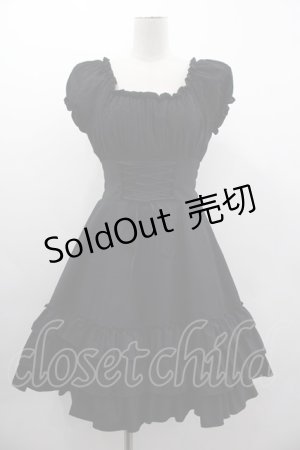 画像: BPN / フロッキー切り替えコルセットデザインワンピース  黒 I-25-03-05-079-GO-OP-HD-ZI
