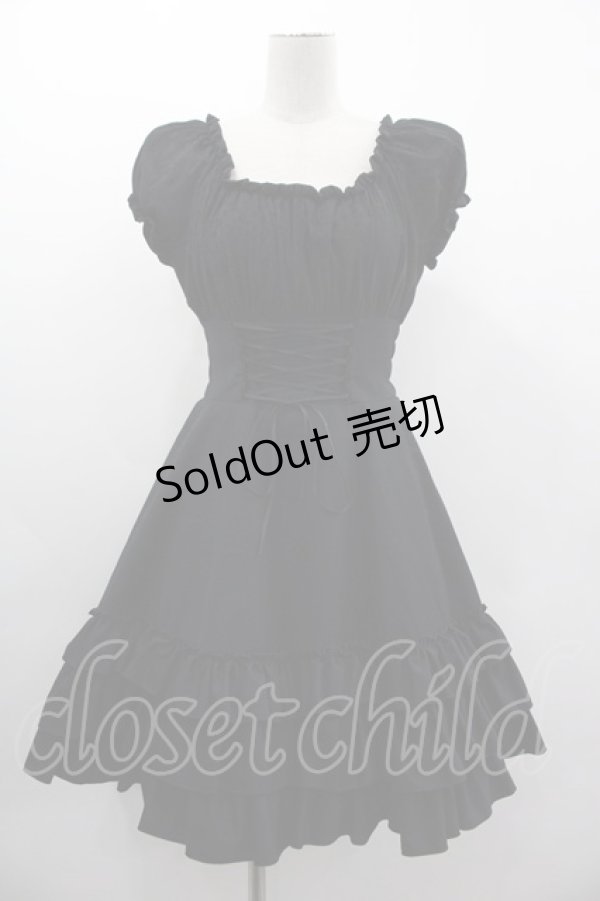 画像1: BPN / フロッキー切り替えコルセットデザインワンピース  黒 I-25-03-05-079-GO-OP-HD-ZI (1)