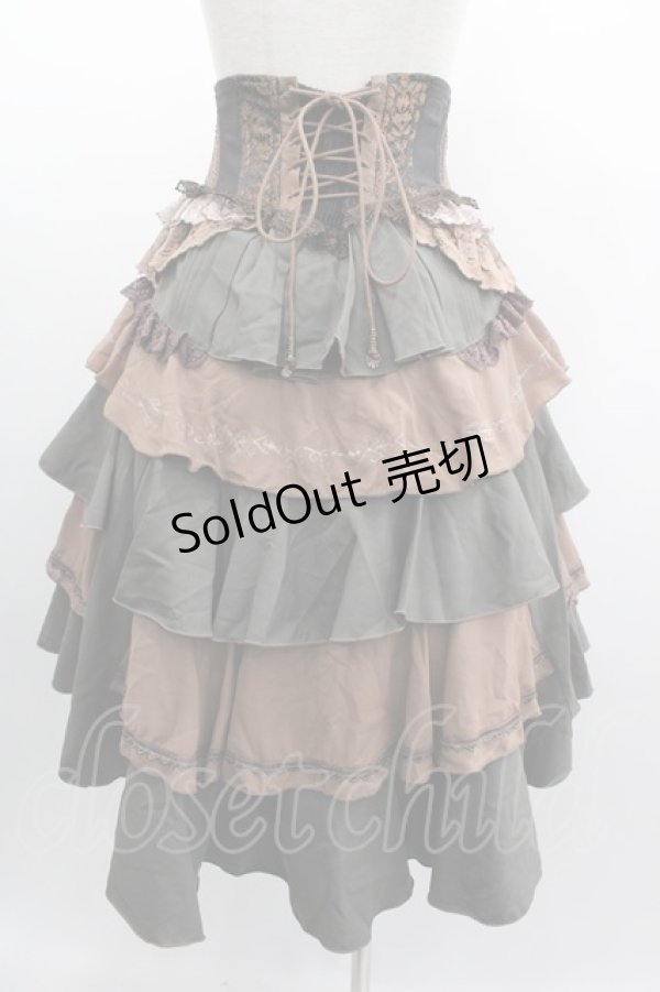 画像2: Ozz oneste / 薔薇刺繍ハイウエストスカート  ブラウンＸグレー I-25-03-05-100-OO-SK-HD-ZI (2)
