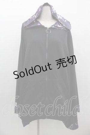 画像: NieR Clothing / 総柄フード着物袖パーカー  黒Ｘ紫 I-25-03-05-025-PU-TO-HD-ZI