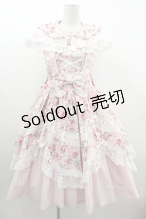 画像: metamorphose / フローレンスケープ付きジャンパースカート 1 ピンク I-25-03-05-041-ME-OP-HD-ZI