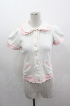 画像: Angelic Pretty / 配色丸襟カットカーディガン  白Ｘピンク I-25-03-08-090-AP-TO-HD-ZI