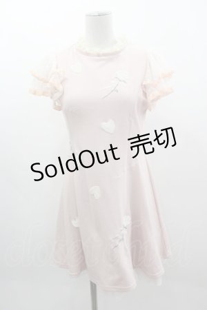画像: LIZ LISA / ハート&ローズ刺繍ワンピース  ピンクＸ白 I-25-03-08-103-LO-OP-HD-ZI