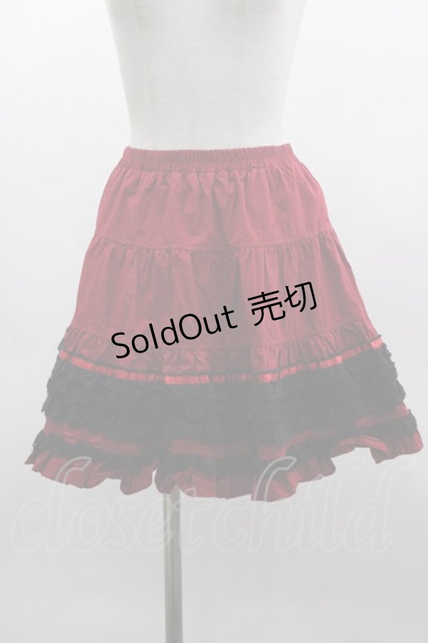 画像1: PUTUMAYO / 4段レーススカート  赤Ｘ黒 I-25-03-08-109-PT-SK-HD-ZI (1)