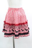 画像1: PUTUMAYO / ぐるり猫フリルスカート  赤Ｘ白チェック I-25-03-08-112-PT-SK-HD-ZI (1)
