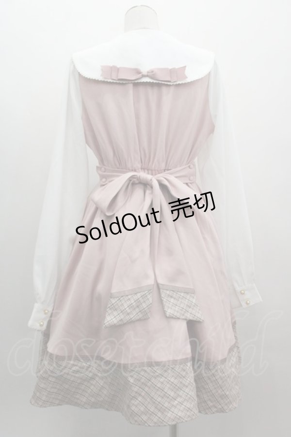 画像2: Amavel / チェック切り替えセーラー襟ワンピース  ピンクＸブラウンチェック I-25-03-12-053-CA-OP-HD-ZI (2)