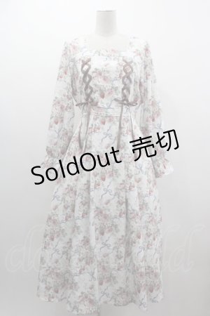 画像: axes femme / フレーズローズ柄ワンピース  白 I-25-03-12-055-AX-OP-HD-ZI
