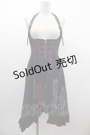 画像: Ozz oneste / 額縁プリントロングビスチェ  ネイビーＸ赤 I-25-03-12-061-OO-ZA-HD-ZI