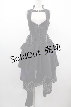 画像: OZZ ANGELO / 薔薇刺繍アシンメトリージャンパースカート  黒Ｘ紫 I-25-03-12-064-OO-OP-HD-ZI