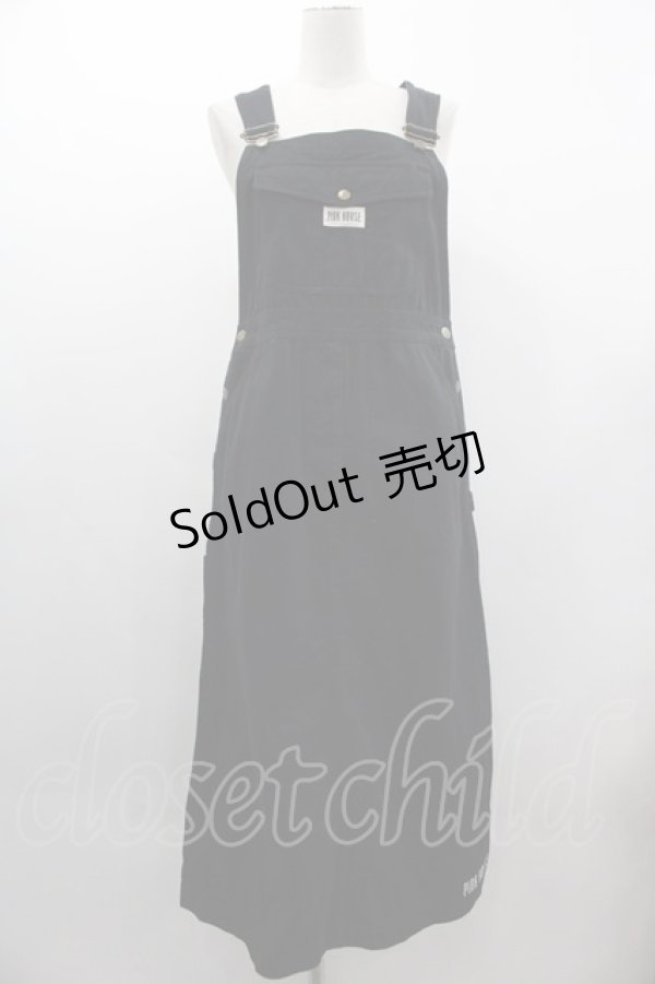 画像1: PINK HOUSE / オーバーオールジャンパースカート  ブラック I-25-03-12-067-LO-OP-HD-ZS (1)