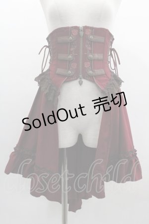画像: Ozz oneste / 薔薇刺繍ロングコルセット  赤 I-25-03-12-082-OO-ZA-HD-ZI