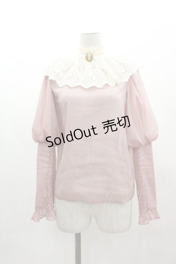 画像1: axes femme NOSTALGIE / レース襟付シフォンブラウス  ピンク I-25-03-12-010-AX-BL-HD-ZI (1)