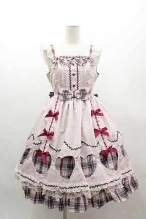 画像: Angelic Pretty / Heartfulチェックジャンパースカート  ピンク I-25-03-12-033-AP-OP-HD-ZI