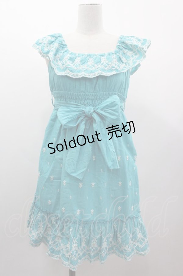 画像1: LIZ LISA / オフショル刺繍ワンピース  青Ｘ白 I-25-03-12-043-LO-OP-HD-ZI (1)