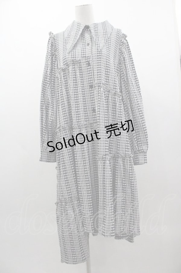 画像1: Candy Stripper / WEEKEND STRIPE SHIRT ONE-PIECE 2 黒Ｘ白チェック I-25-03-15-051-PU-OP-HD-ZI (1)