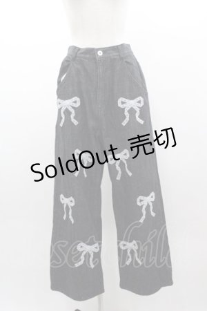 画像: Candy Stripper / LACY RIBBON DENIM PANTS 2 黒ブラック I-25-03-15-073-PU-PA-HD-ZI