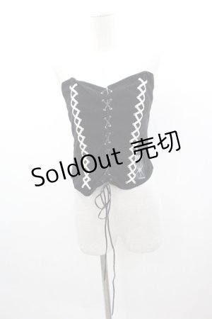 画像: GOTHPUNKその他 / 別珍編み上げコルセット  黒Ｘ白 I-25-03-15-083-GO-JA-HD-ZI