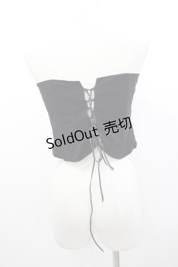 画像2: GOTHPUNKその他 / 別珍編み上げコルセット  黒Ｘ白 I-25-03-15-083-GO-JA-HD-ZI (2)