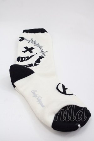 画像: Candy Stripper / MEDLEY SMILE SOCKS  白Ｘ黒 I-25-03-15-107-PU-ZA-HD-ZI