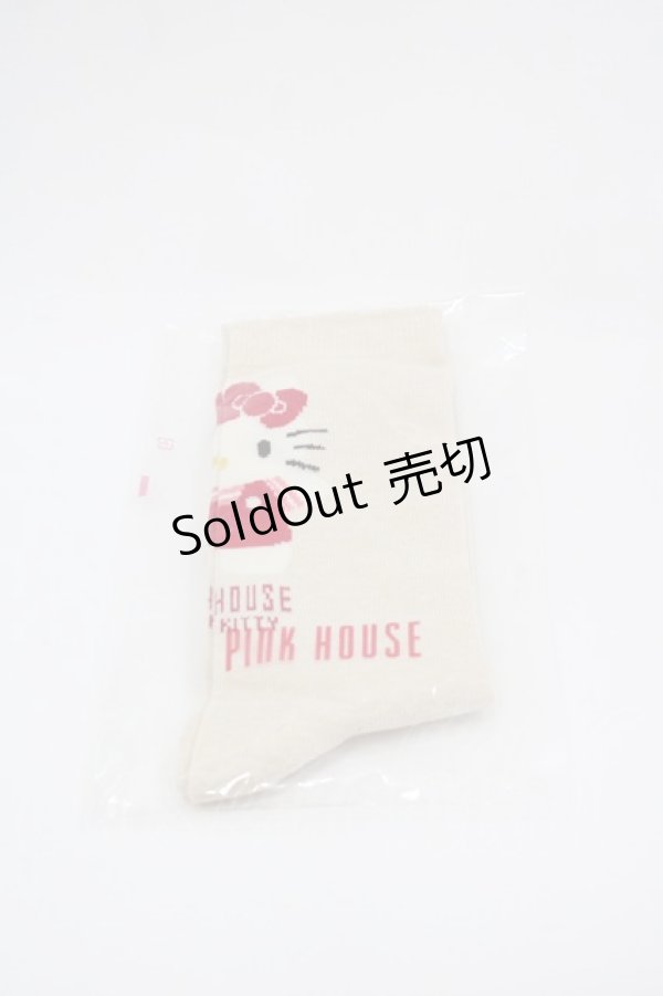 画像1: PINK HOUSE / PINK HOUSE×HELLO KITTYモチーフソックス  アイボリー I-25-03-15-111-LO-ZA-HD-ZI (1)