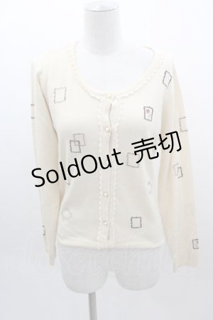 画像: axes femme / 額縁刺繍カーディガン  アイボリーＸ黒Ｘ茶 I-25-03-15-014-AX-TO-HD-ZI