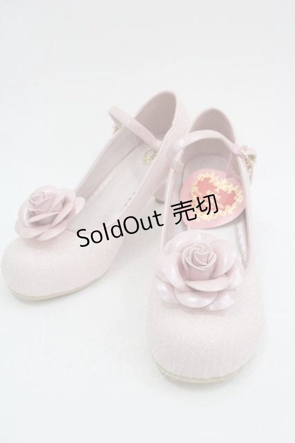 画像1: BABY,THE STARS SHINE BRIGHT / ローズコサージュ付き猫足パンプス M ピンクラメ I-25-03-18-041-BA-SH-HD-ZI (1)